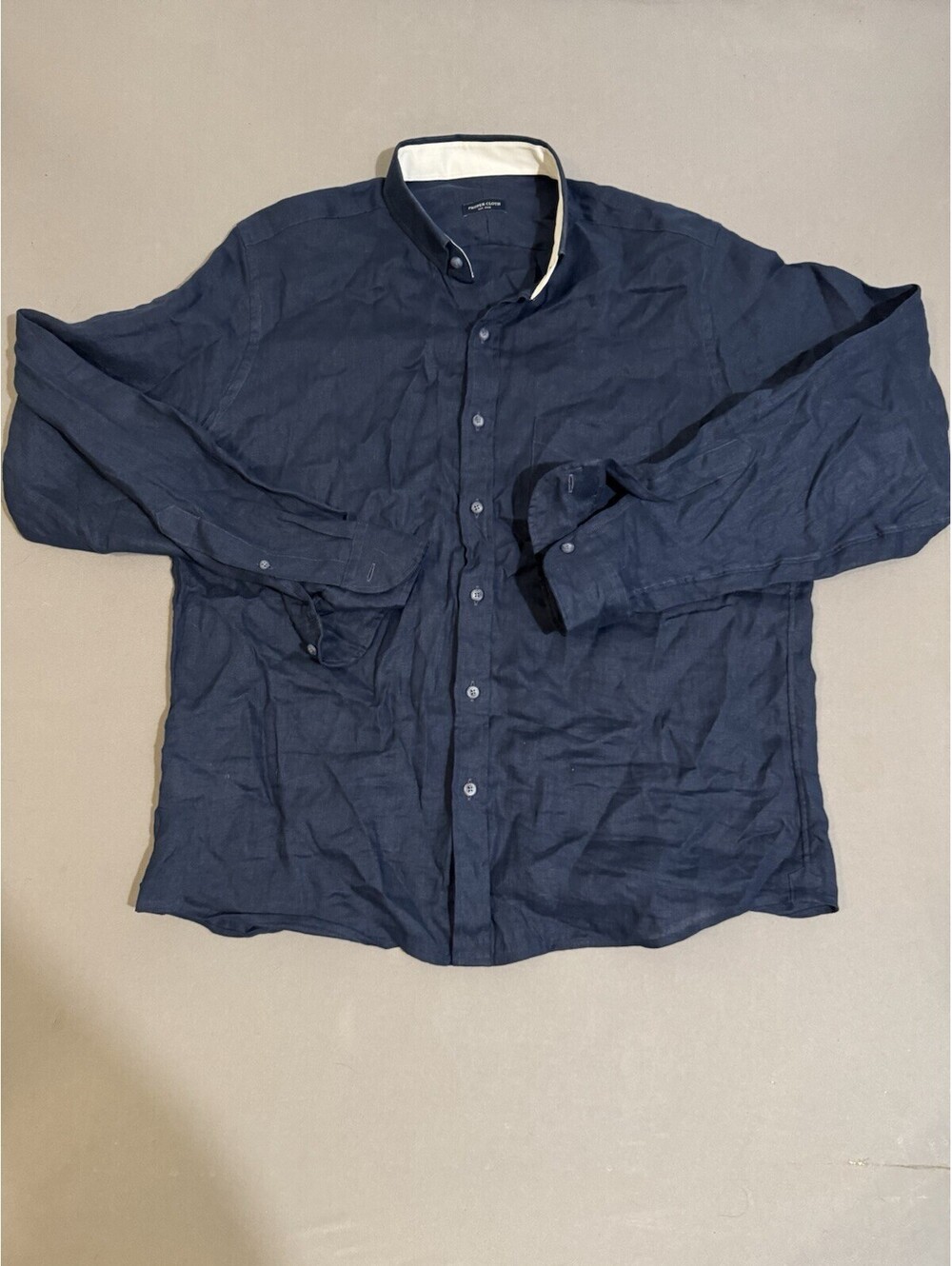 Proper Cloth Baird McNutt Irish Linen Shirt Men's Navy Blue Button Up 16